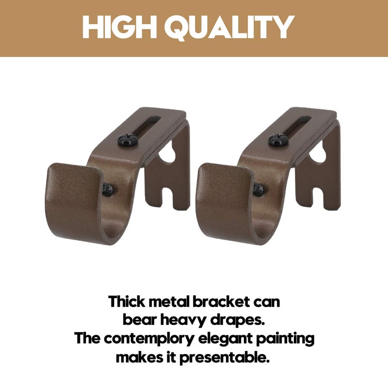 AddGrace Adjustable Curtain Rod Bracket Fits up to 1 inch Curtain Rod Sturdy Premium Brackets for Wall Set of 6 Brown - Image 5